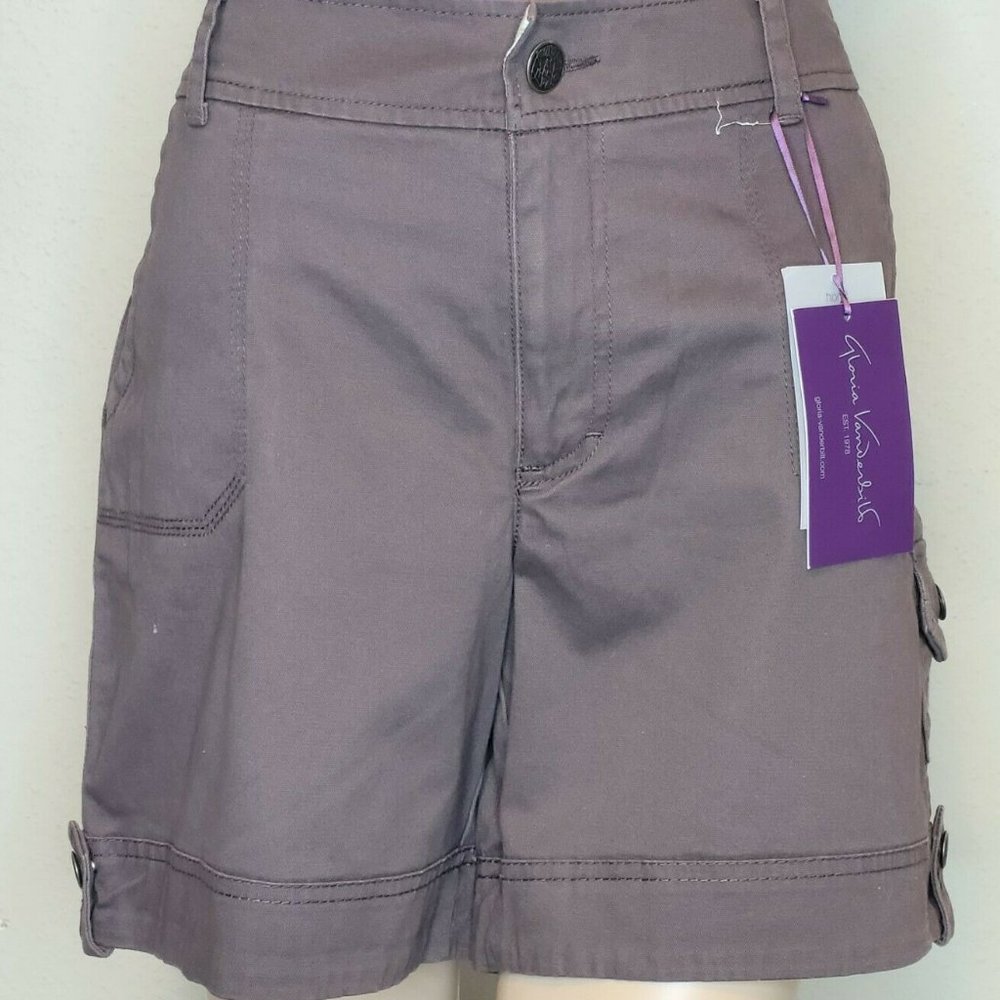 NWT Woman's Sz 8 Gloria Vanderbilt Hadley Brown Cotton/Spandex Golf Cargo Shorts